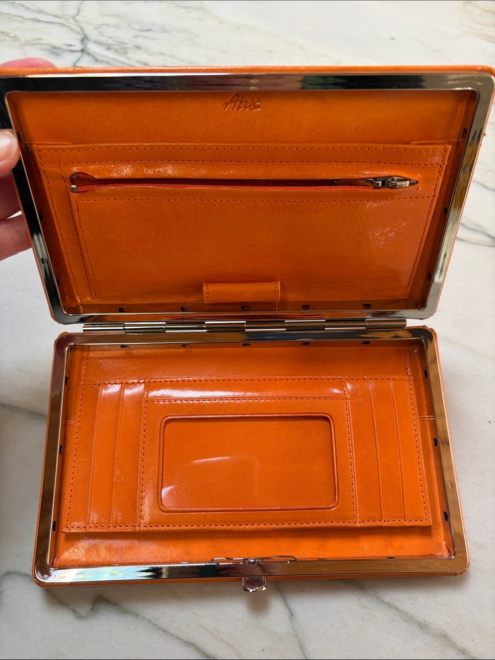 Orange Leather Clutch Wallet by Atlas